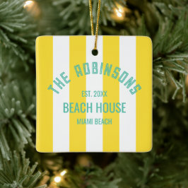 Individuelle Name Yellow Cabana Strip Keramikornament