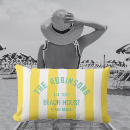 Individuelle Name Yellow Cabana Strip Kissen Für Draußen