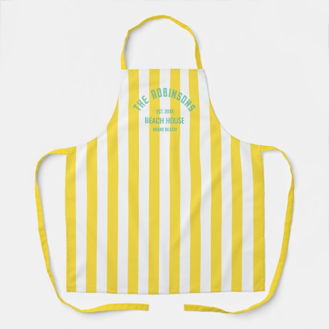 Individuelle Name Yellow Cabana Strip Schürze (Vorderseite)