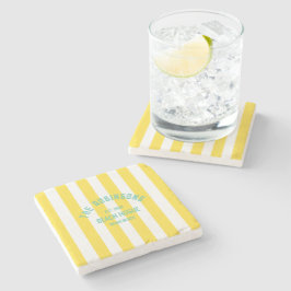 Individuelle Name Yellow Cabana Strip Steinuntersetzer