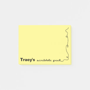 Individuelle Name Yellow Scribble Pad Post-it Klebezettel