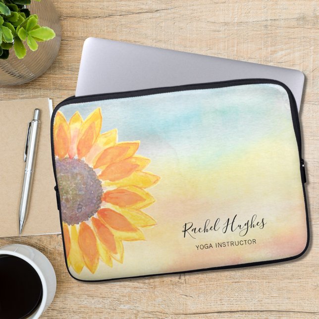 Individuelle Name Yellow Sunflower Life Coach Laptopschutzhülle (Von Creator hochgeladen)
