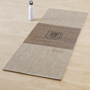 Individuelle Name Zen Om Burlap Tatami drucken rus Yogamatte