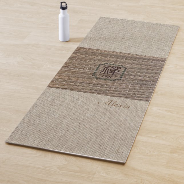 Individuelle Name Zen Om Burlap Tatami drucken rus Yogamatte (Beispiel)