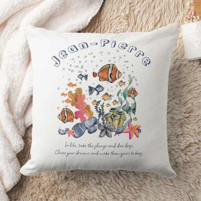 Individuelle Name Zitat tropische Fische Ozean far Kissen (Decke)