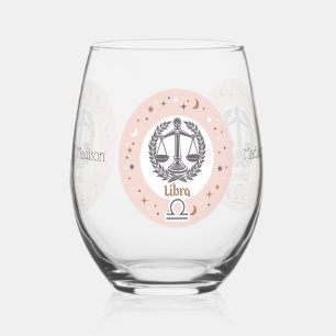 Individuelle Name Zodiac Sign Libra Weinglas Ohne Stiel