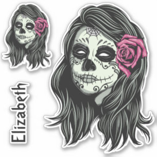 Individuelle Name Zombie Woman Aufkleber