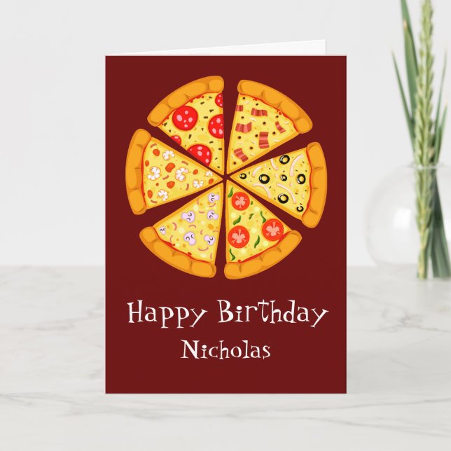 Individuelle Name zum Geburtstag mit Pizza Karte (Vorderseite)