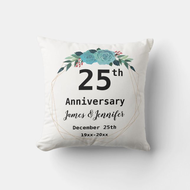 Individuelle Namen zum 25. Jahrestag der Hochzeit  Kissen (Vorderseite)