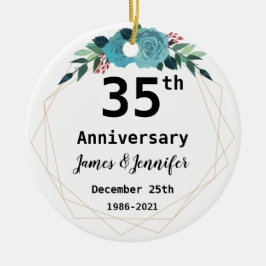 Individuelle Namen zum 35. Jahrestag der Hochzeit Keramik Ornament