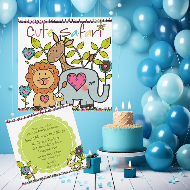 Individuelle Niedliche Safari zum Geburtstag Einladung (Von Creator hochgeladen)