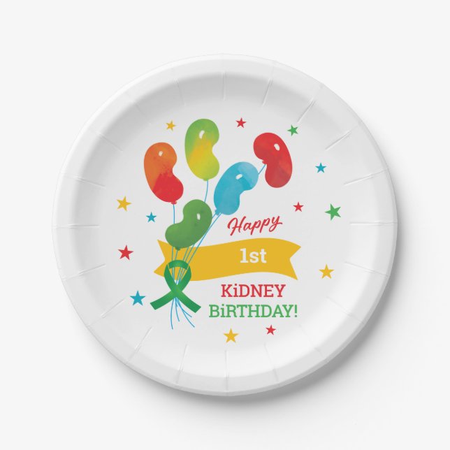 Individuelle Nierentransplantation Geburtstag Pappteller (Vorderseite)
