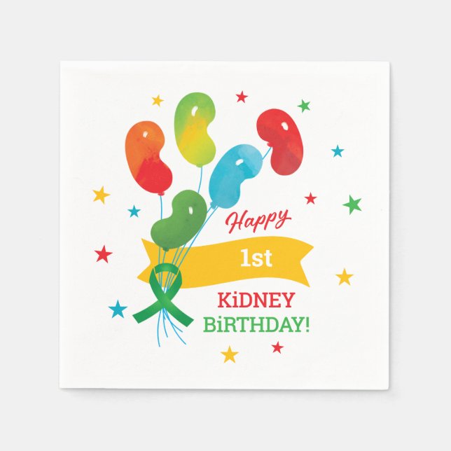 Individuelle Nierentransplantation Geburtstag Serviette (Vorderseite)