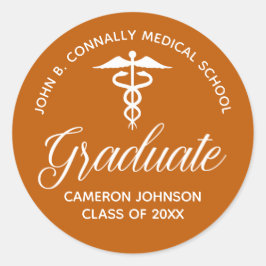 Individuelle Orange Medical School Graduation Part Runder Aufkleber