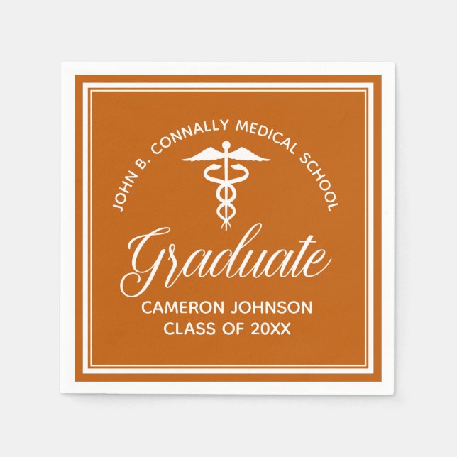 Individuelle Orange Medical School Graduation Part Serviette (Vorderseite)