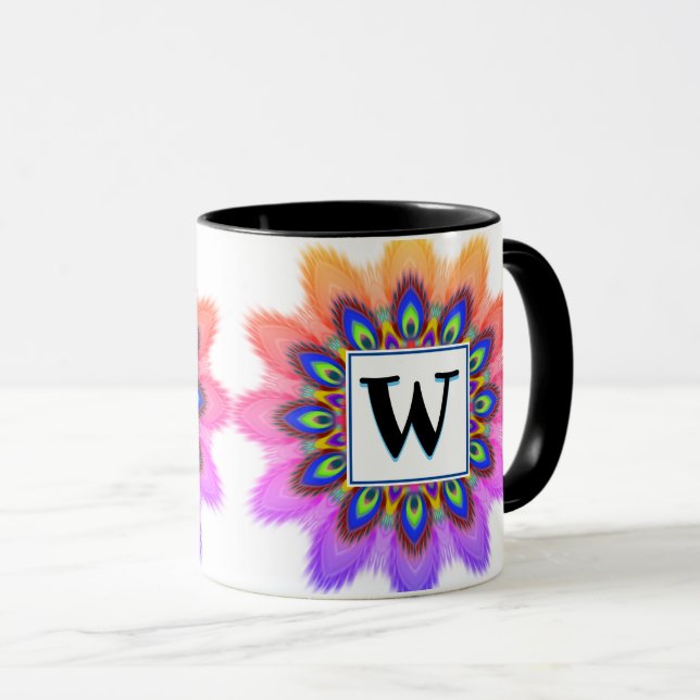 Individuelle PEACOCK-Kaffeemaschine Tasse Mandala  (VorderseiteRechts)
