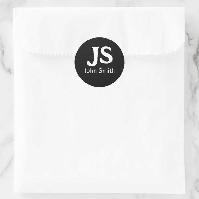Individuelle persönliche Initialen Runder Aufkleber (Tasche)
