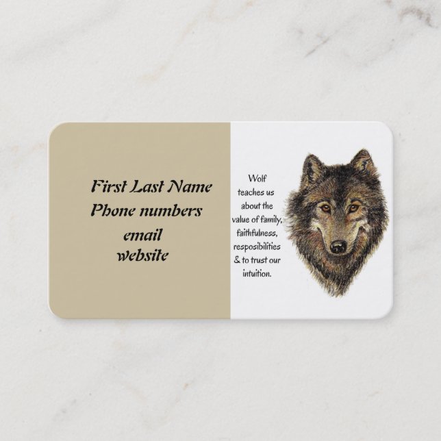 Individuelle persönliche Wolf Totem-Visitenkarte Visitenkarte (Vorderseite)