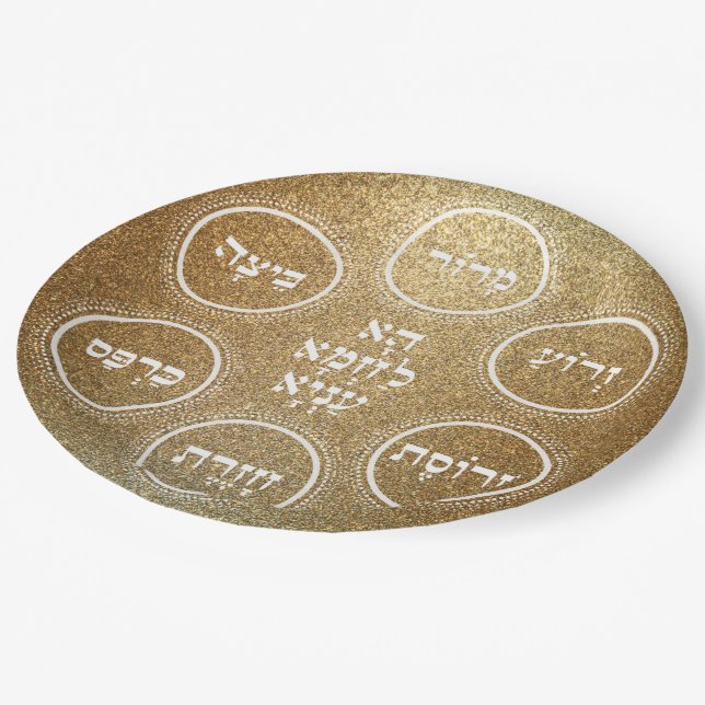Individuelle Pesach Seder Teller für jedermann (Schrägansicht)