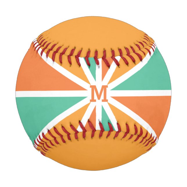 Individuelle Rays Muster Monogramm & Text-Baseball Baseball (Vorderseite)