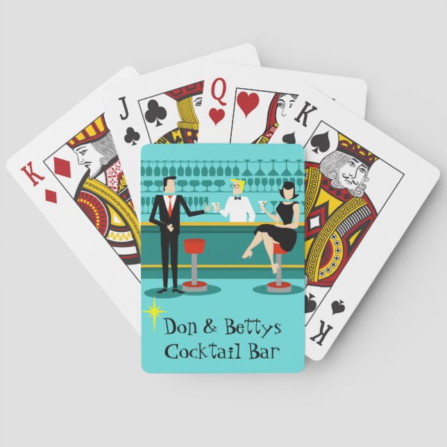 Individuelle Retro Cocktail Lounge Spielkarten (Rückseite)