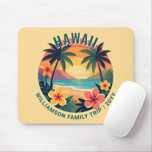 Individuelle Retro-Hawaii-Tropen-Urlaubs-Familienr Mousepad