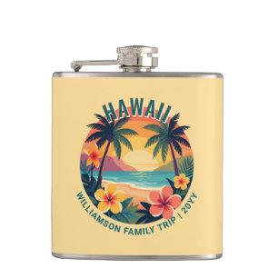 Individuelle Retro-Hawaii-Tropenferien Familienrei Flachmann