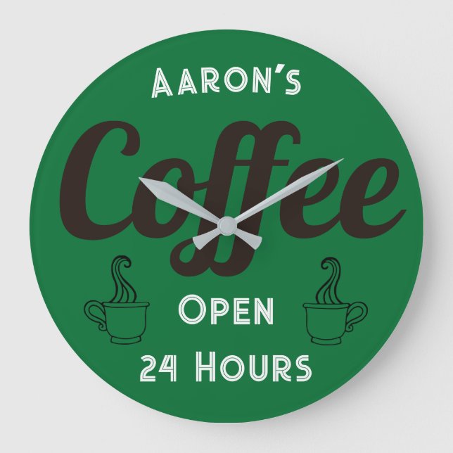 Individuelle Retro-Kaffee-Shop-Uhr Große Wanduhr (Vorderseite)