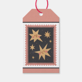 Individuelle Retro Paper Briefmarke Starry Holiday Geschenkanhänger
