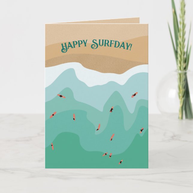 Individuelle Retro Surfer Ozean Geburtstag Karte (Vorderseite)
