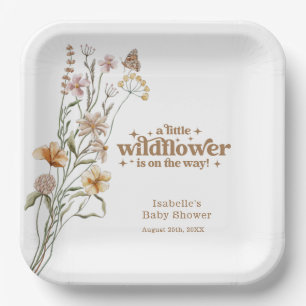 Individuelle Retro Wildblume Babyduschplatte Pappteller