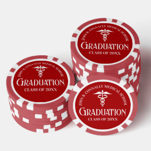 Individuelle rote medizinische Abschlussfeier der Pokerchips