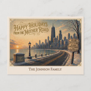 Individuelle Route 66 Chicago-Familien-Weihnachtsg Postkarte