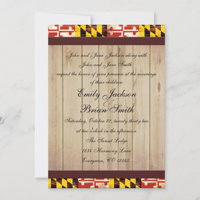 Individuelle rustikale Maryland-Hochzeit lädt ein Einladung (Vorderseite)