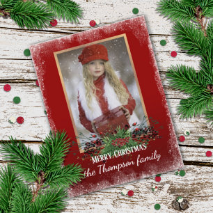 Individuelle rustikale Weihnachtsgrüße Postkarte