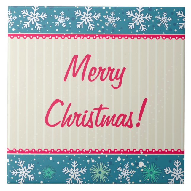 Individuelle Schneeflocken und Geschenke Fliese (Vorderseite)