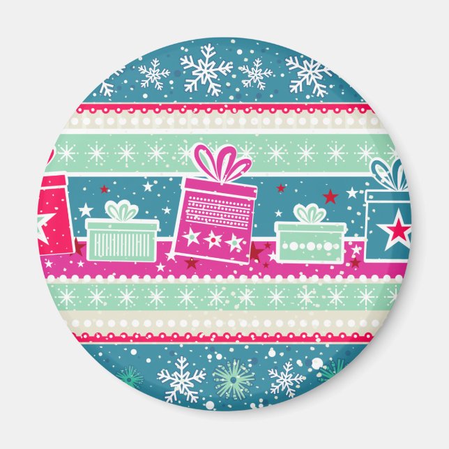 Individuelle Schneeflocken und Geschenke Magnet (Vorne)