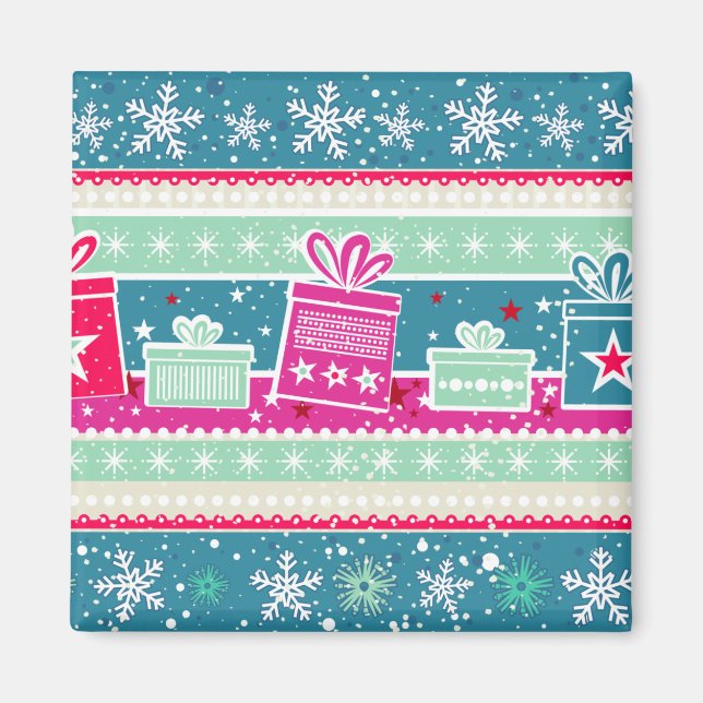 Individuelle Schneeflocken und Geschenke Magnet (Vorne)