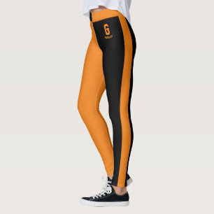 Individuelle schwarze Tangerine-Orange-Streifen-Mo Leggings