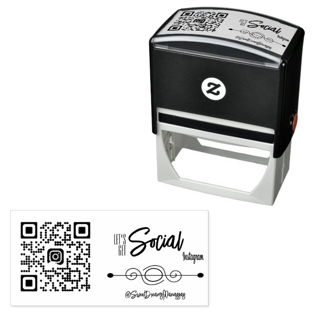 Individuelle Social Media QR Code Selbstbewusste B Permastempel (Beispiel)