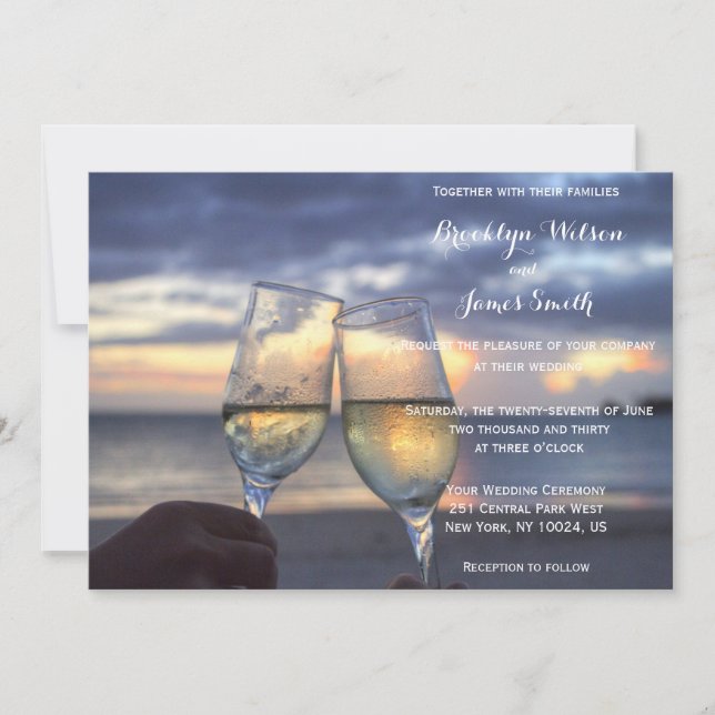 Individuelle Sonnenuntergänge am Strand - Hochzeit Einladung (Vorderseite)