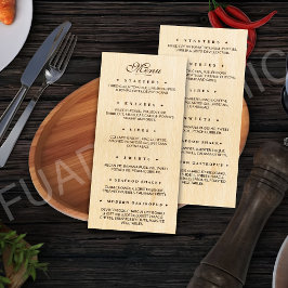 Individuelle Speisekarte im Restaurant Menükarte
