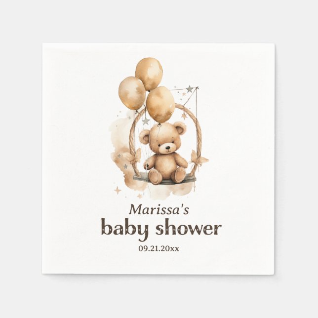 Individuelle Teddy Bärengeschlecht - Neutrale Baby Serviette (Vorderseite)