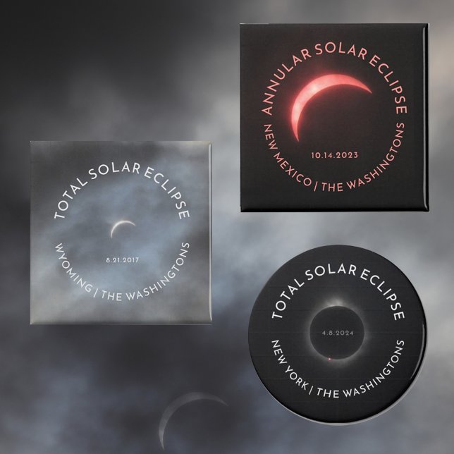 Individuelle Textsymbole insgesamt Magnet (Eclipse Magnet: Total Annular Partial or Lunar Add Date Place and Optionally Photo)