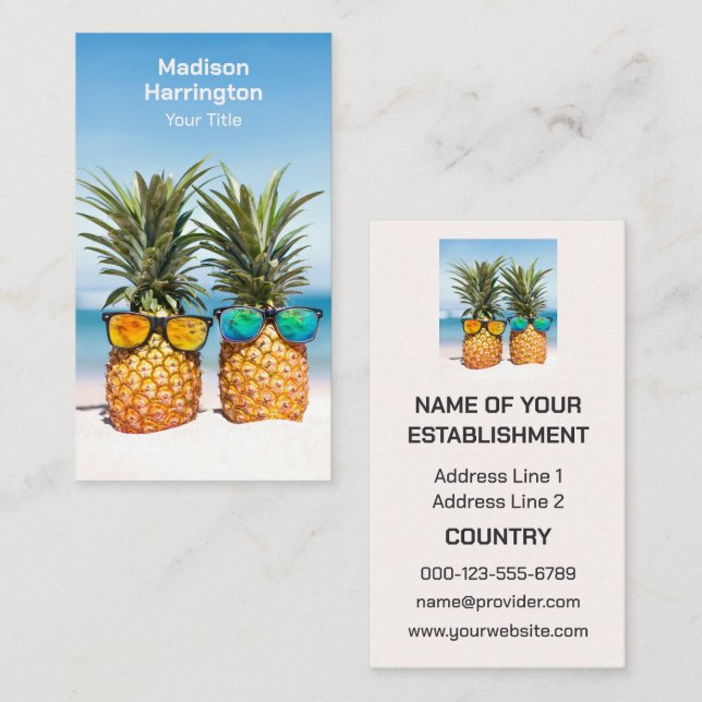 Individuelle tropische Ananas im Text Visitenkarte (Vorne/Hinten)