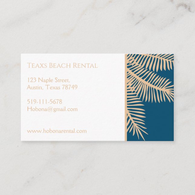 Individuelle Visitenkarte für Texas Beach Miete (Vorderseite)