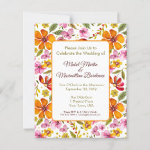 Individuelle Wasserfarben-Blumen-Hochzeitseinladun
