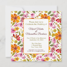 Individuelle Wasserfarben-Blumen-Hochzeitseinladun