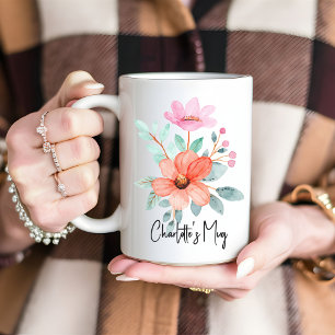 Individuelle Wasserfarben-Blumen-Tasse, Geschenk f Kaffeetasse