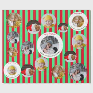 Individuelle Weihnachtsfeier mit vier Fotos 🎄 Wei Geschenkpapier